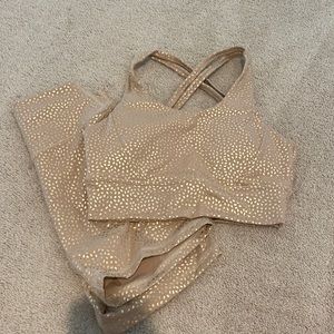 Matching buff bunny set-beige/gold bossy print